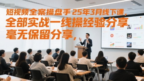 短视频全案操盘手25年3月线下课，全部实战一线操盘手经验分享，毫无保留分享，全是干货-68资源