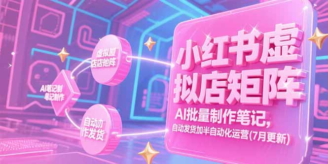 小红书虚拟店矩阵，AI批量制作笔记，自动发货加半自动化运营(7月更新-68资源