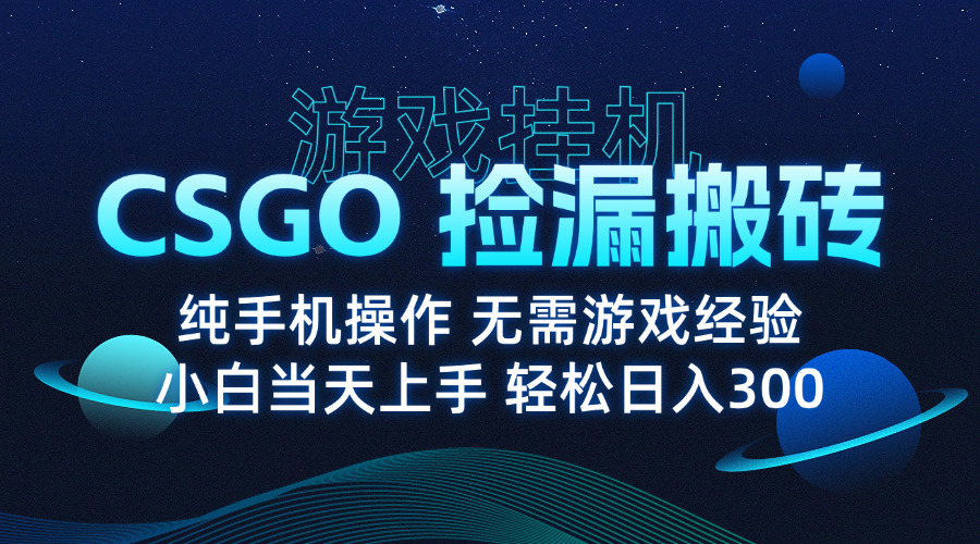 8月最新游戏搬砖，CSGO纯挂机，不需要玩游戏，实现真挂机，月入1W+-68资源