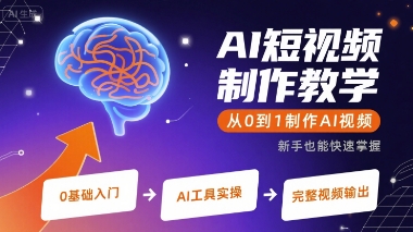 AI短视频制作教学，从0到1制作AI视频-68资源