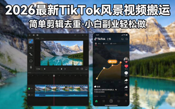 2026最新TikTok风景视频搬运简单剪辑去重小白副业月入 8000-68资源