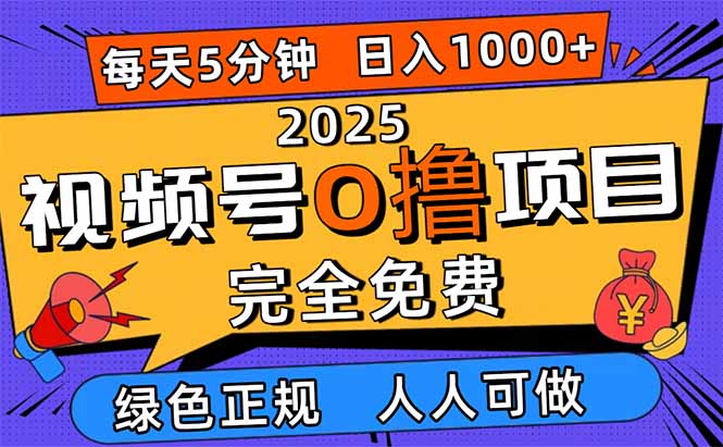 2025视频号0撸项目，5分钟一个号，日入1000+，人人可做-68资源
