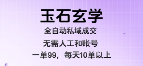 玉石玄学全自动私域成交，一单99每天十单以上，无需人工和矩阵账号，蓝海项目直接干【揭秘】-68资源
