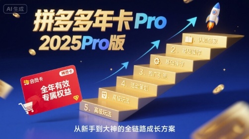 拼多多年卡2025Pro版，五大板块从认知到基础、从推广到活动、从活动到玩法-68资源