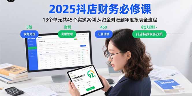 2025抖店财务必修课：13个单元共45个实操案例 从资金对账到年度报表全流程-68资源