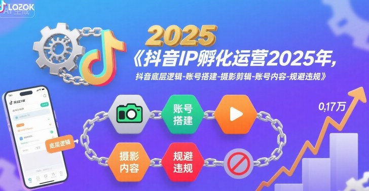 抖音IP孵化运营2025年，抖音底层逻辑-账号搭建-摄影剪辑-账号内容-规避违规-68资源