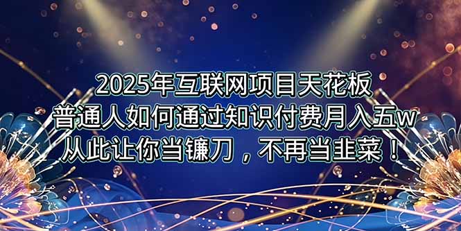 2025年互联网项目天花板，普通人如何通过卖项目实现逆风翻盘，月入5W＋！-68资源