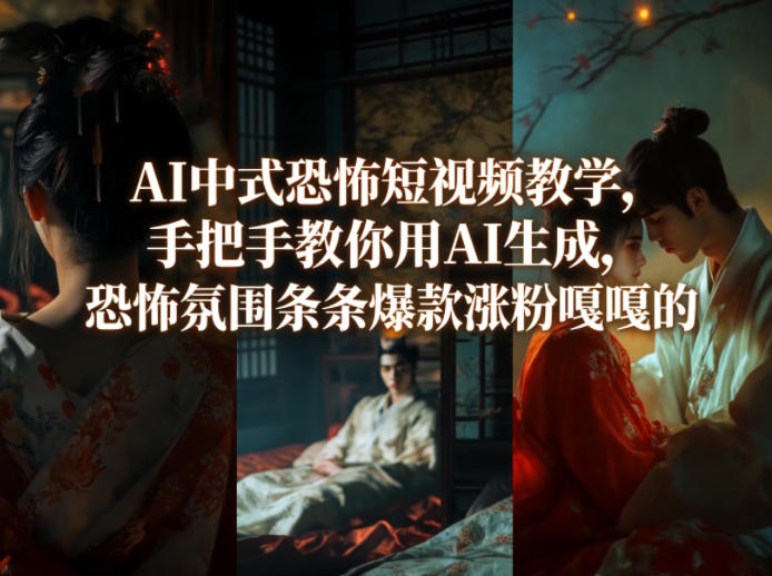 AI中式恐怖短视频教学，手把手教你用AI生成，恐怖氛围条条爆款涨粉嘎嘎的-68资源