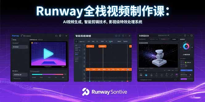 Runway全栈视频制作课：AI视频生成，智能剪辑技术，影视级特效处理系统-68资源