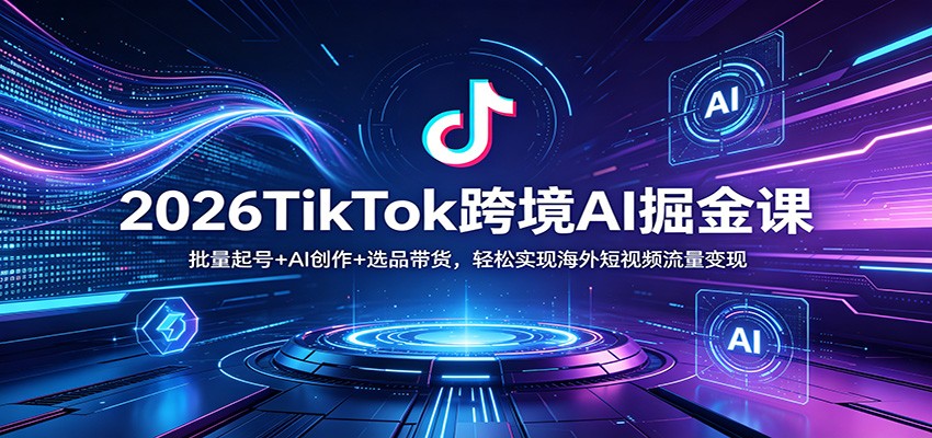 2026TikTok跨境AI掘金课：批量起号+AI创作+选品带货，轻松实现海外短视频流量变现-68资源