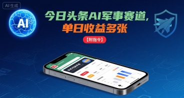 今日头条AI军事赛道，单日收益多张 ，手机可做【附指令】-68资源
