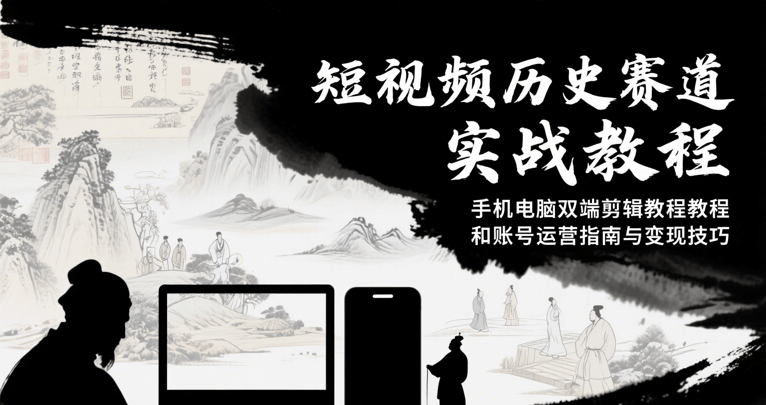 短视频历史赛道实战教程，手机电脑双端剪辑教程和账号运营指南与变现技巧-68资源