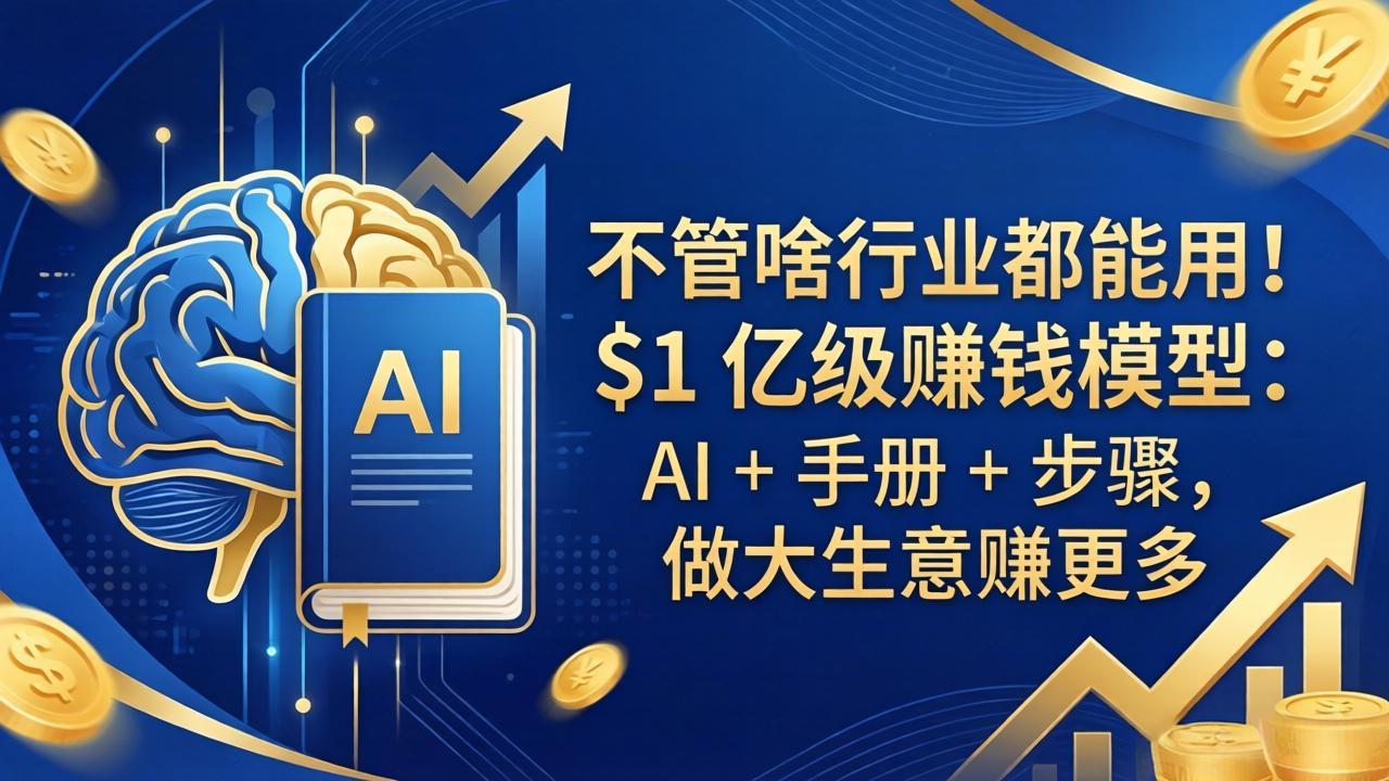 不管啥行业都能用！$1 亿级赚钱模型：AI + 手册 + 步骤，做大生意赚更多-68资源