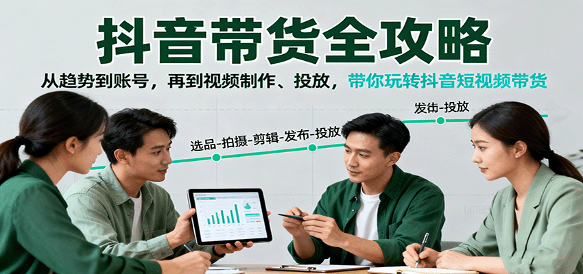 抖音带货全攻略：从趋势到账号，再到视频制作、投放，带你玩转抖音短视频带货-68资源
