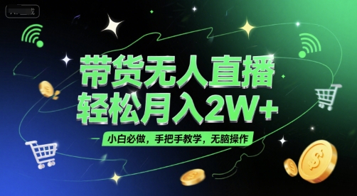 带货无人直播，轻松月入2W+，小白必做，手把手教学，无脑操作(附学习资料)-68资源