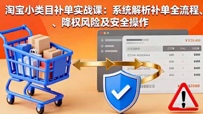 淘宝小类目补单实战课：系统解析补单全流程、降权风险及安全操作-68资源