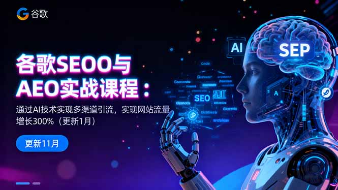谷歌SEO与AEO实战课程：通过AI技术实现多渠道引流，实现网站流量增长300%-68资源