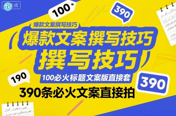 爆款文案撰写技巧，100个必火标题文案模版直接套，390条必火文案直接拍-68资源