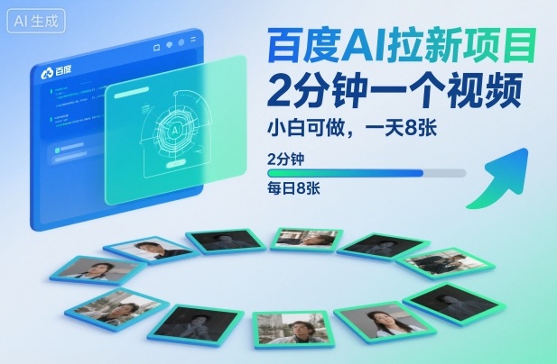 百度AI拉新项目，2分钟一个视频，小白可做，一天8张【附案例+保姆级教程】-68资源