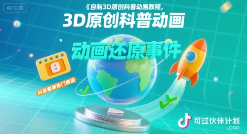 自制3D原创科普动画教程，动画还原事件，抖音最新热门赛道，可过伙伴计划-68资源