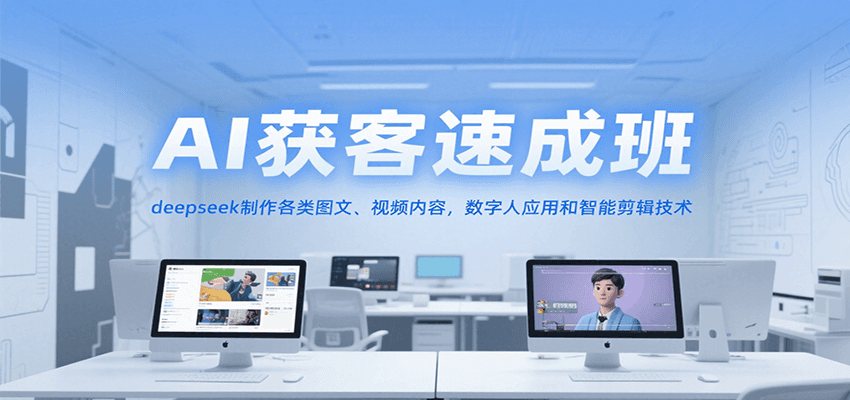 AI获客速成班，deepseek制作各类图文、视频内容，数字人应用和智能剪辑技术-68资源