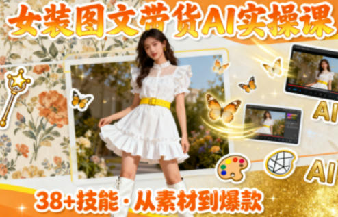 女装图文带货的AI实操课，覆盖38个实用技能，快速提升素材制作效率-68资源