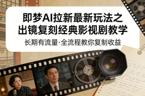 即梦AI拉新最新玩法之出镜复刻经典影视剧教学，长期有流量，全流程教你复制收益-68资源
