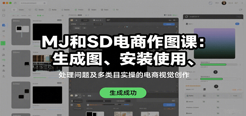 MJ和SD电商作图课：生成图、安装使用、处理问题及多类目实操的电商视觉创作-68资源