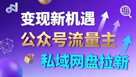 公众号流量主+私域网盘拉新，多方式变现，简单易上手，当天就有收益-68资源