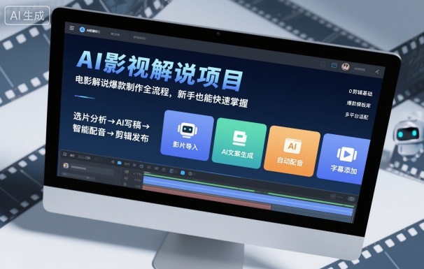 AI影视解说项目，电影解说爆款制作全流程，新手也能快速掌握-68资源