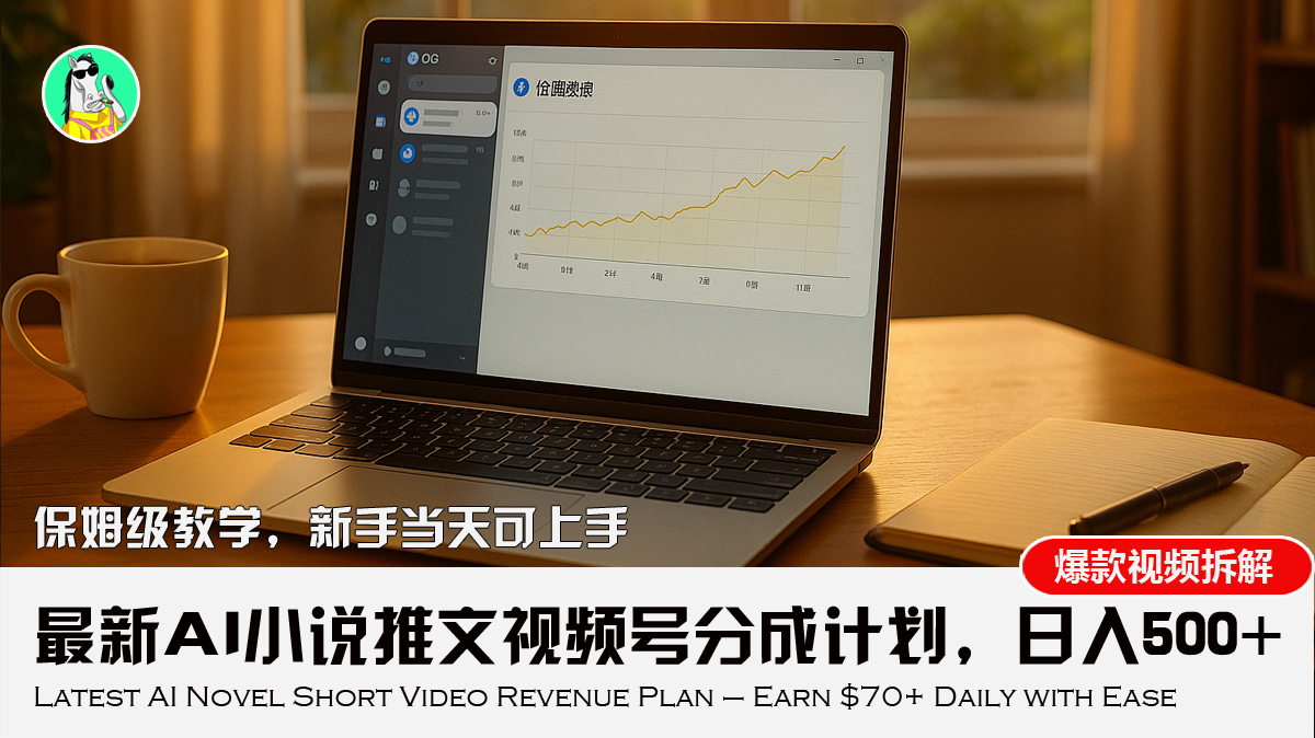 最新AI小说推文视频号分成计划，新手小白也能当天日入500+教程-68资源