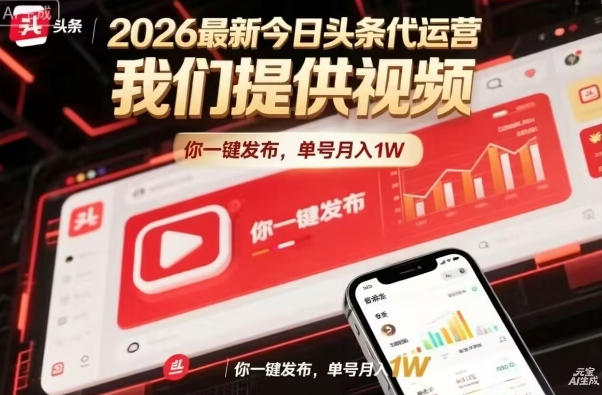 今日头条躺賺模式，你9我1，操作简单，一键发布，单机日入数百，长期合作【揭秘】-68资源
