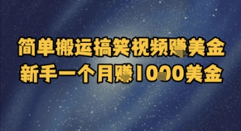 简单搬运搞笑视频挣美金，新手一个月入1k美金-68资源