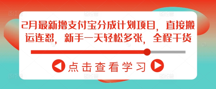 2月最新撸支付宝分成计划项目，直接搬运连怼，新手一天轻松多张，全程干货-68资源